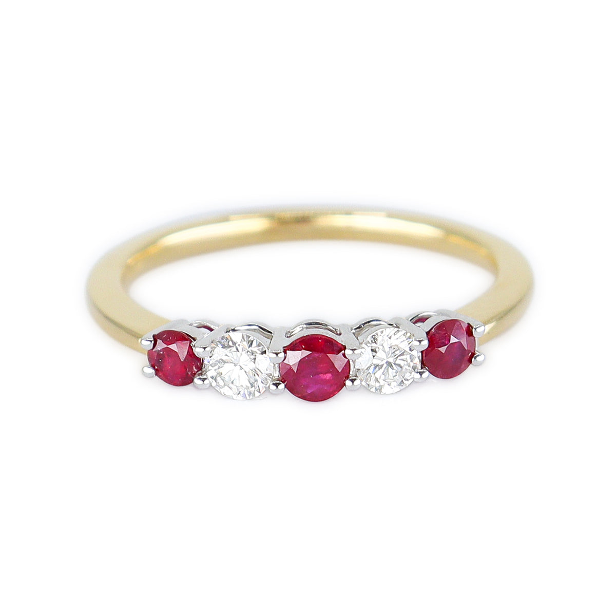18ct Gold Ruby & Diamond Five Stone Eternity Ring