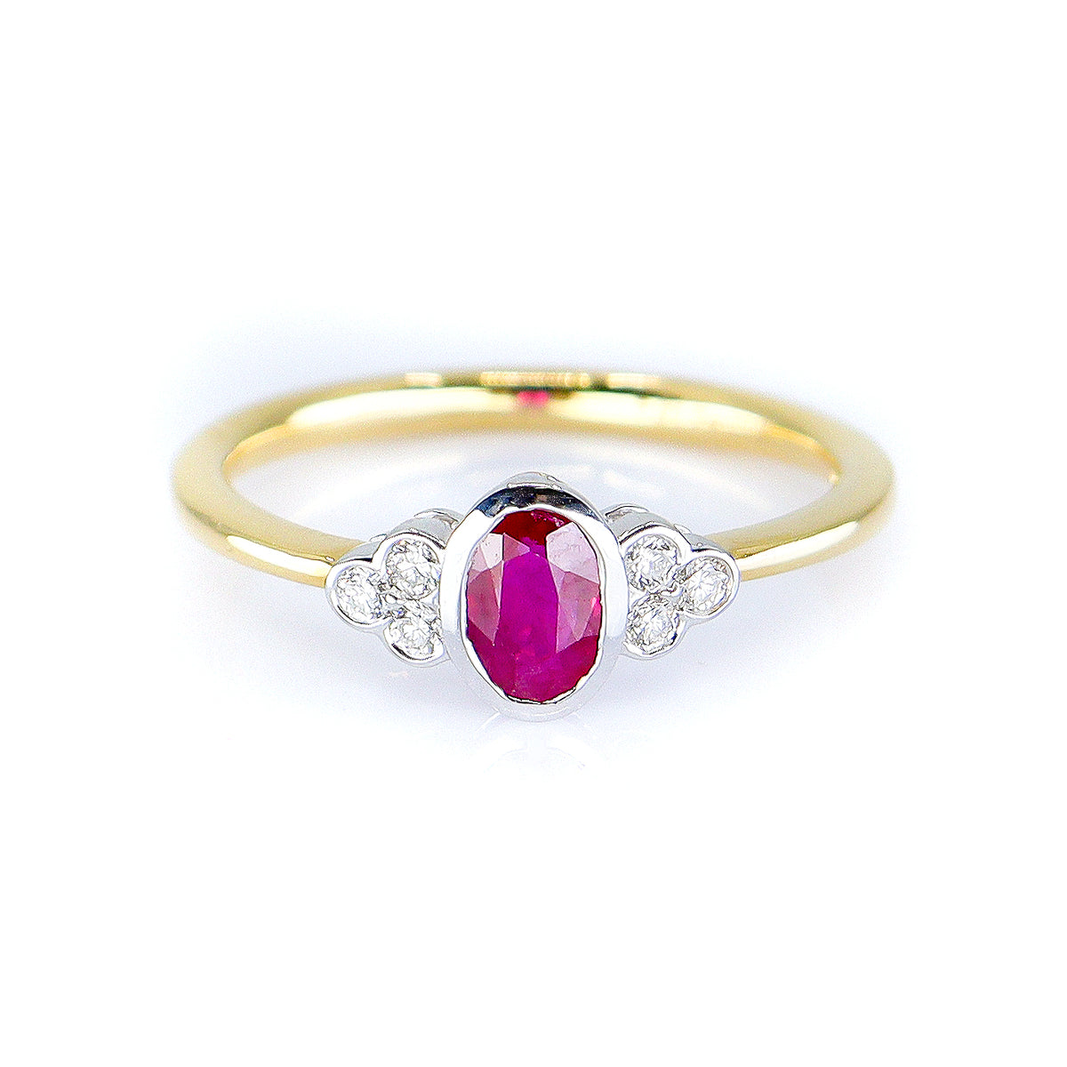 18ct Gold Oval Ruby & Diamond Ring