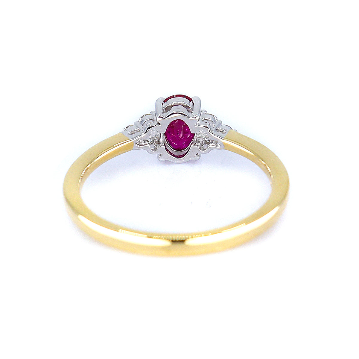 18ct Gold Oval Ruby & Diamond Claw Set Ring
