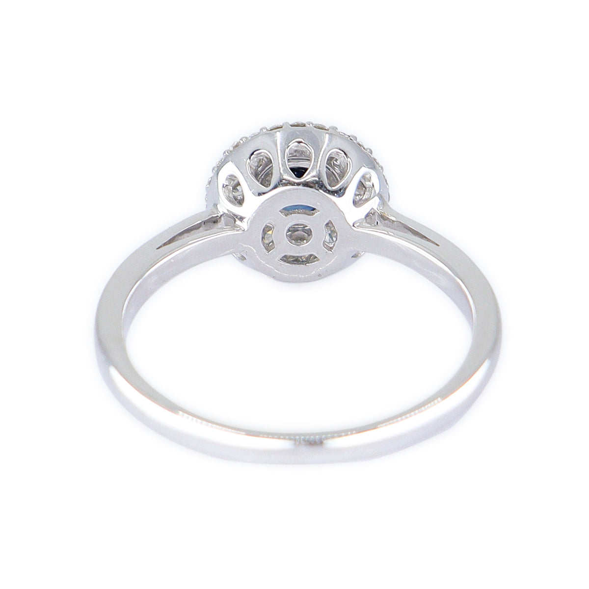 18ct White Gold Round Sapphire & Diamond Double Row Cluster Ring