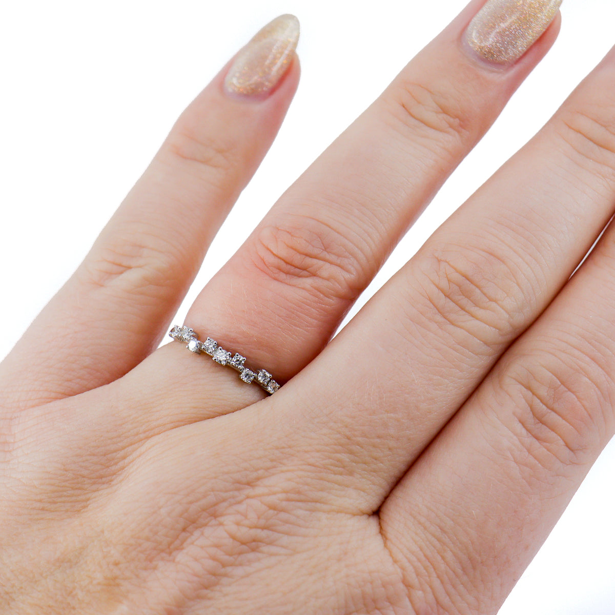 18ct White Gold Round Sapphire & Diamond Cluster Ring