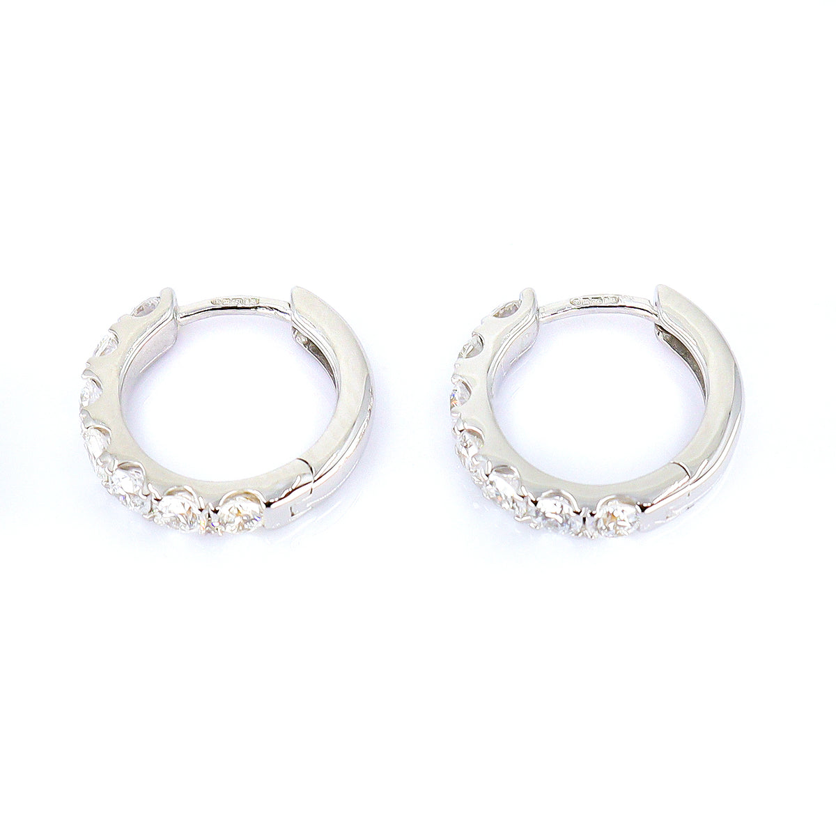 18ct White Gold 1.00ct Lab Grown Diamond Huggie Hoops With Report Card