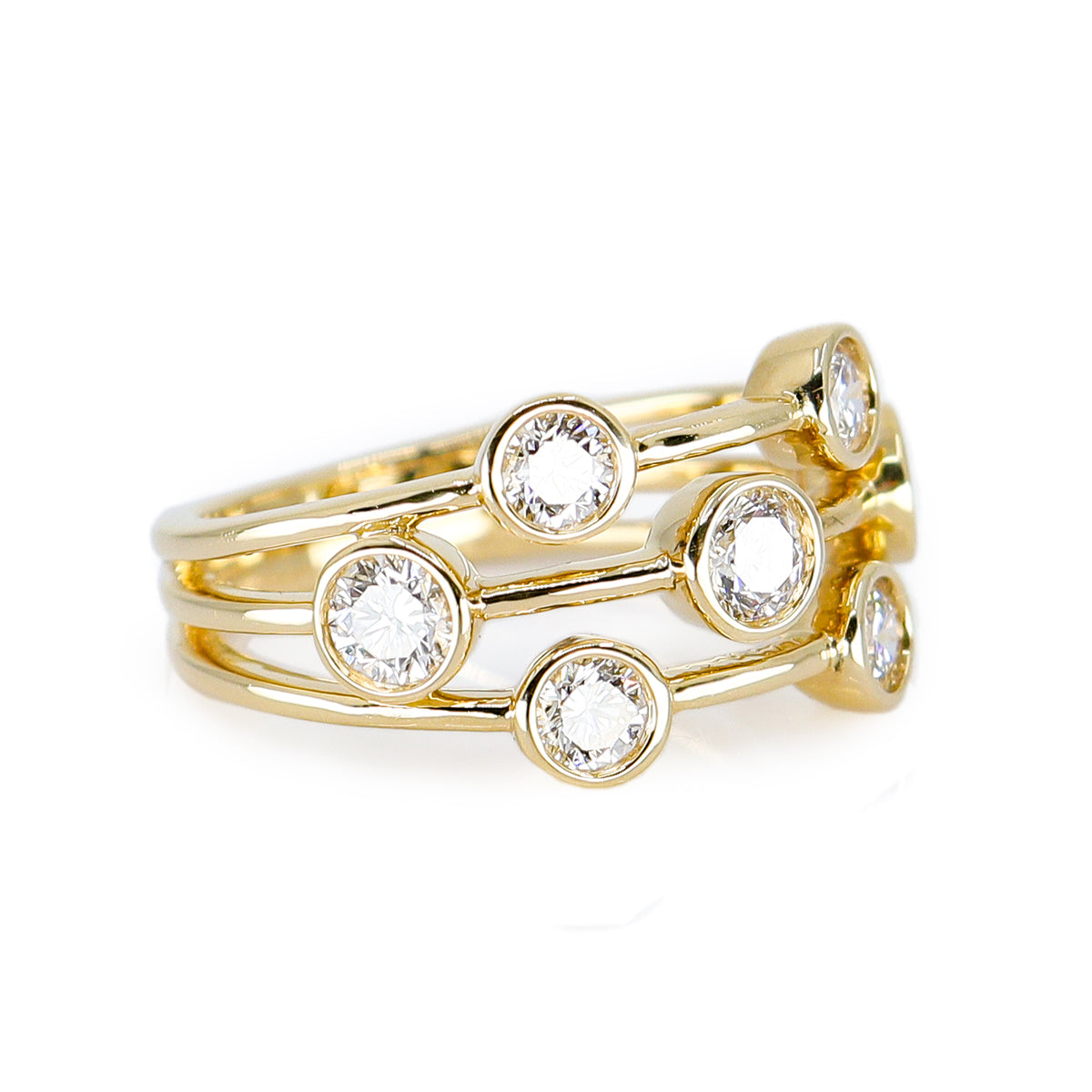 18ct Yellow Gold 1.06ct Lab Grown Diamond Scatter Ring With Report Card