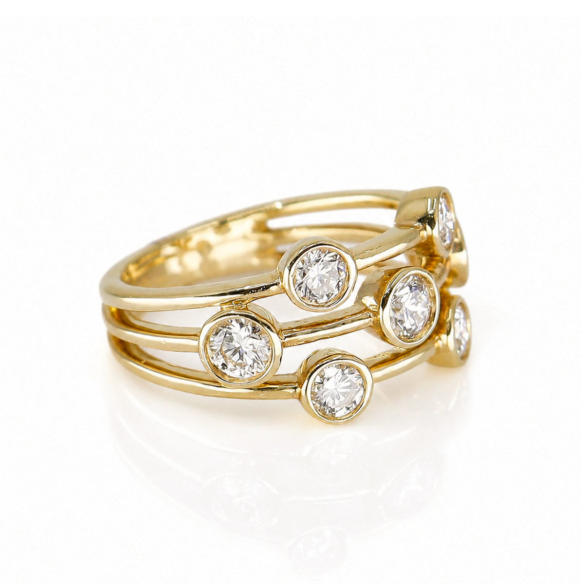 18ct Yellow Gold 1.06ct TDW Lab Grown Diamond Scatter Ring - Report Card
