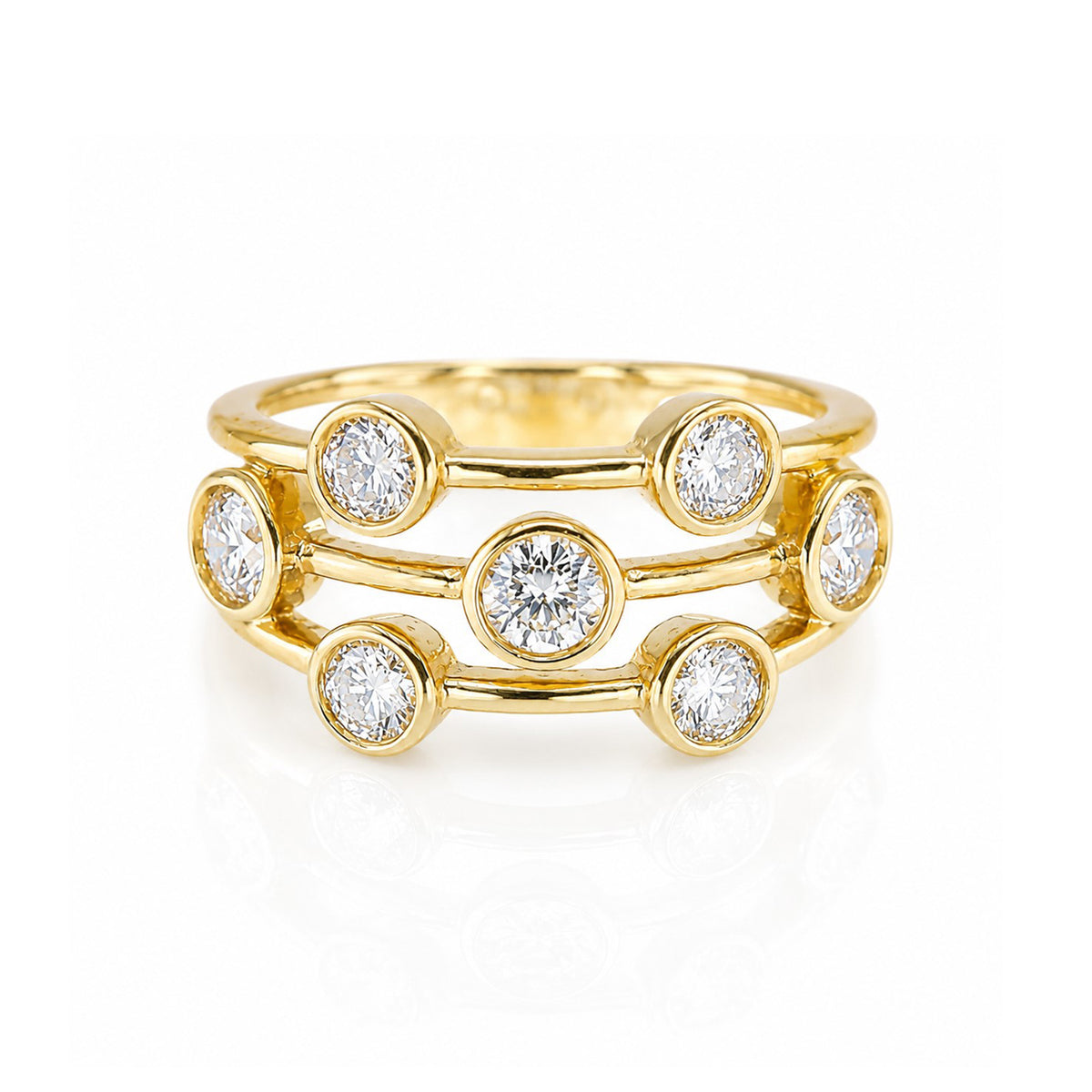 18ct Yellow Gold 1.06ct TDW Lab Grown Diamond Scatter Ring With Report Card