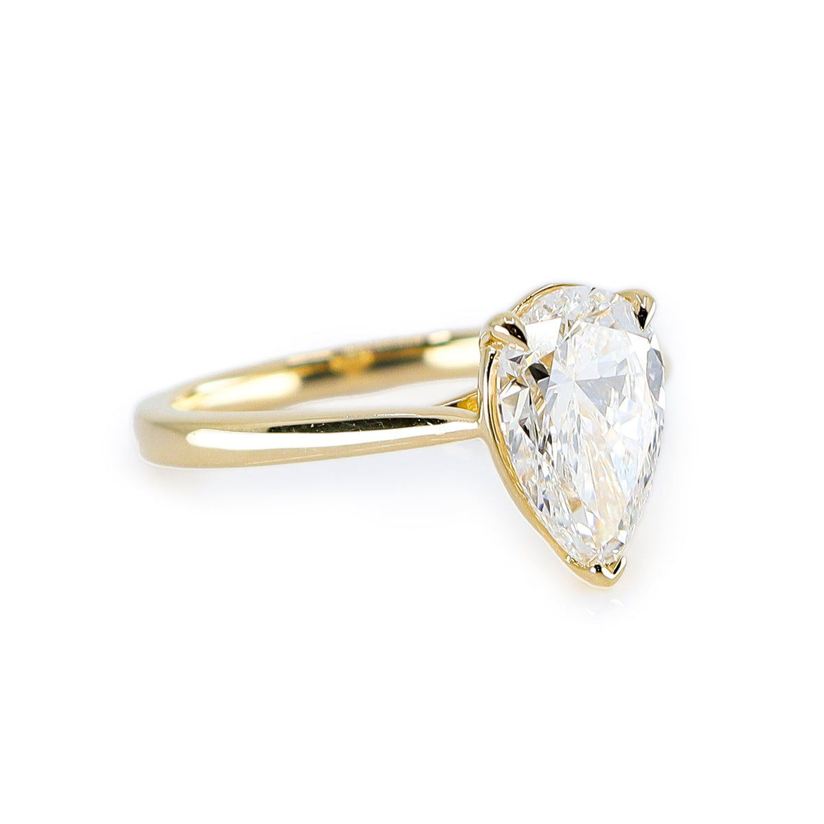18ct Yellow Gold 2.05ct Lab Grown Diamond Pear Shaped Solitaire Ring With Report Card