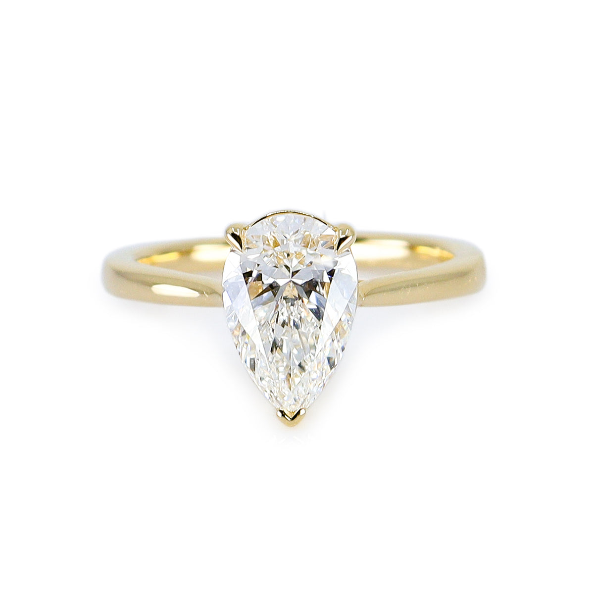 18ct Yellow Gold 2.05ct Lab Grown Diamond Pear Shaped Solitaire Ring With Report Card