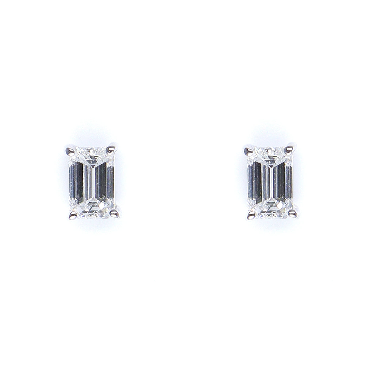 9ct White Gold Lab Grown Diamond 1.00ct Total Diamond Weight Octagonal Cut 4 Claw Solitaire Stud Ear