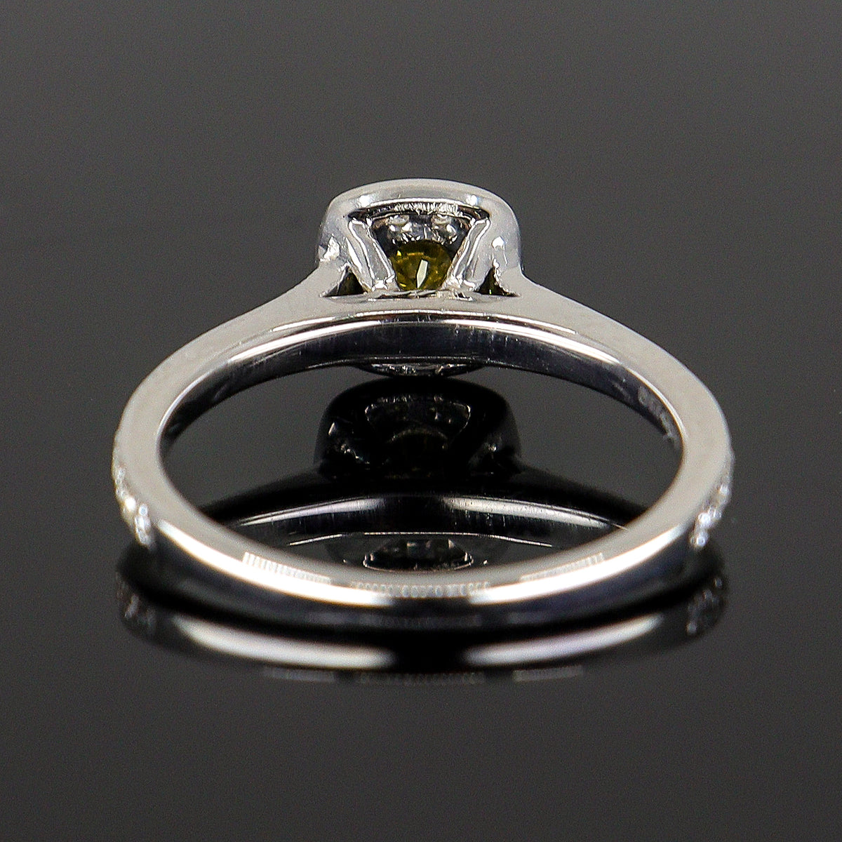 Pre-Owned 9ct White Gold Yellow Diamond Halo Ring Ap. 0.50ct TDW