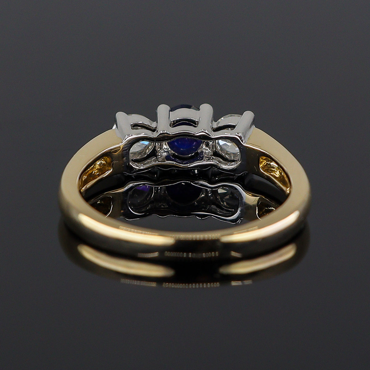 Pre-Owned 9ct Yellow Gold Sapphire & Diamond Three Stone Ring