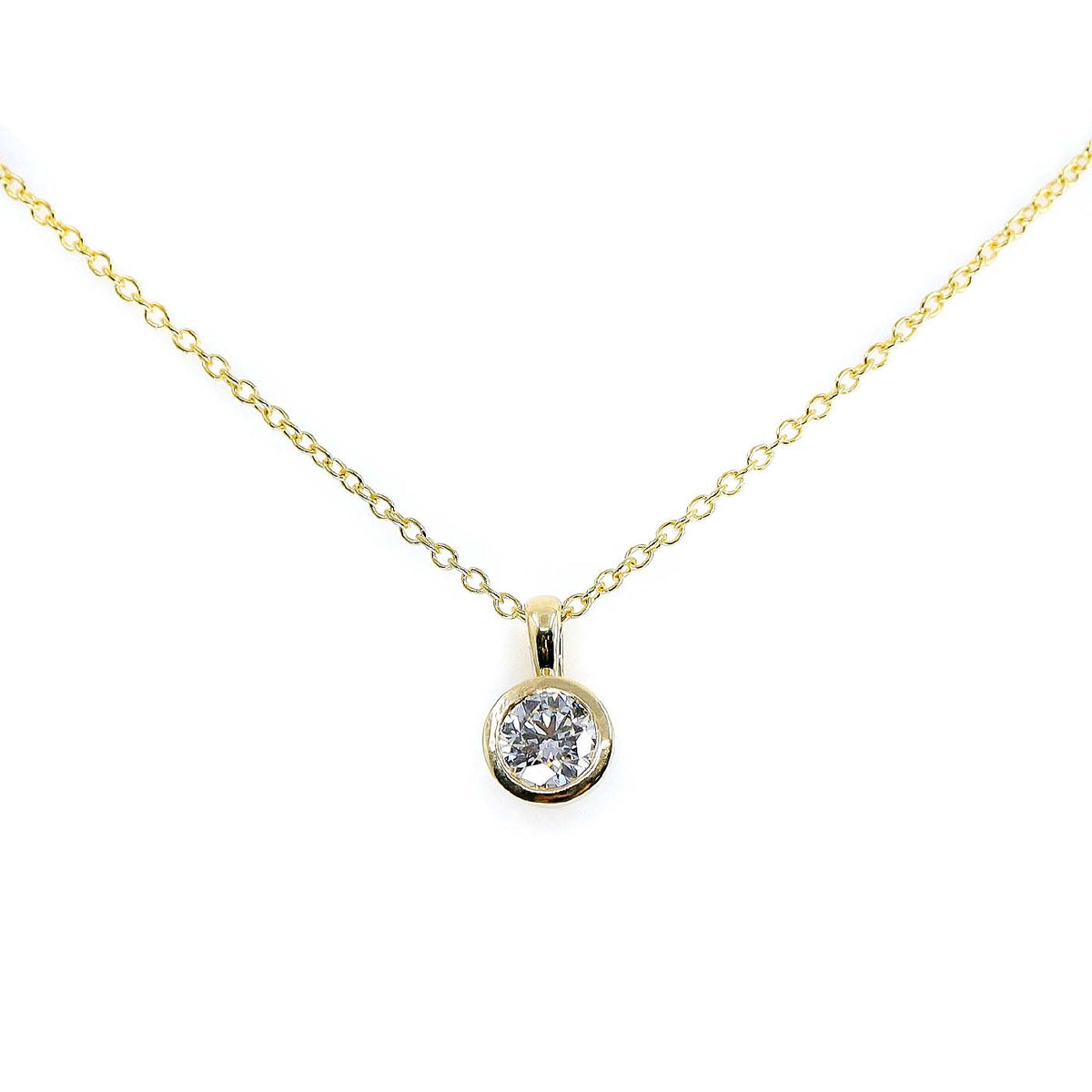 9ct Yellow Gold 0.50ct Lab Grown IGI Certificated Round Brilliant Cut Solitaire Rub Set Pendant