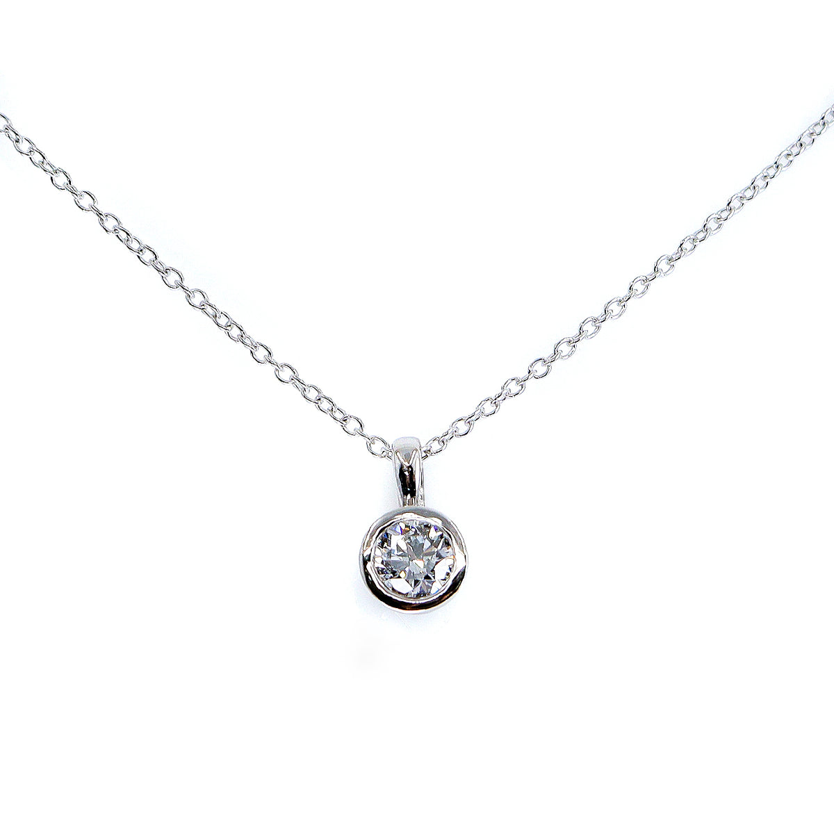 9ct White Gold 0.50ct Lab Grown IGI Certificated Round Brilliant Cut Solitaire Rub Set Pendant