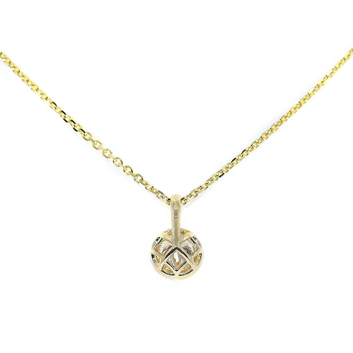 9ct Yellow Gold 2.00ct Lab Grown IGI Certificated Round Brilliant Cut Solitaire Rub Set Pendant