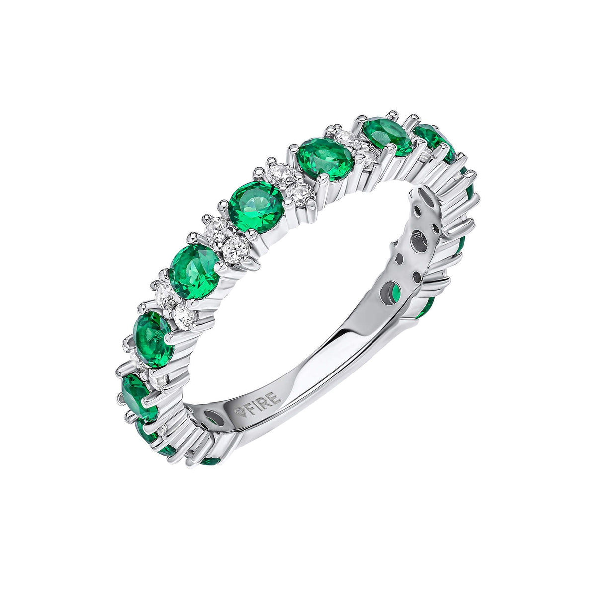 Diamonfire Sterling Silver Triple Plated Emerald Green Cubic Zirconia Eternity Ring