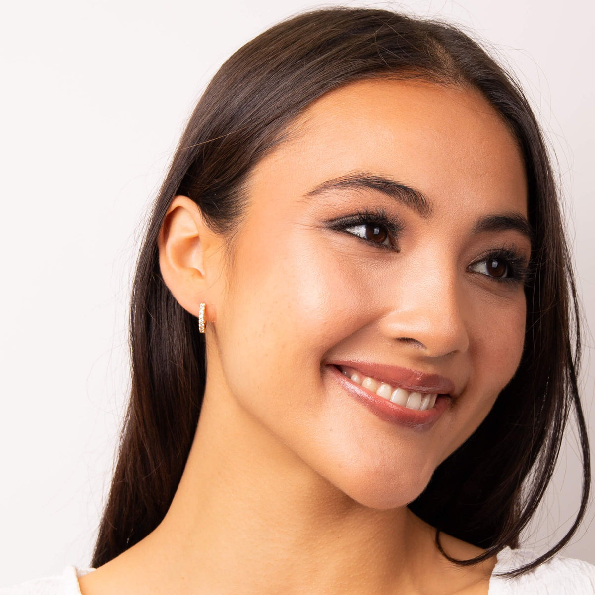 Diamonfire Sterling Silver Gold Plated Cubic Zirconia Hoop Earrings