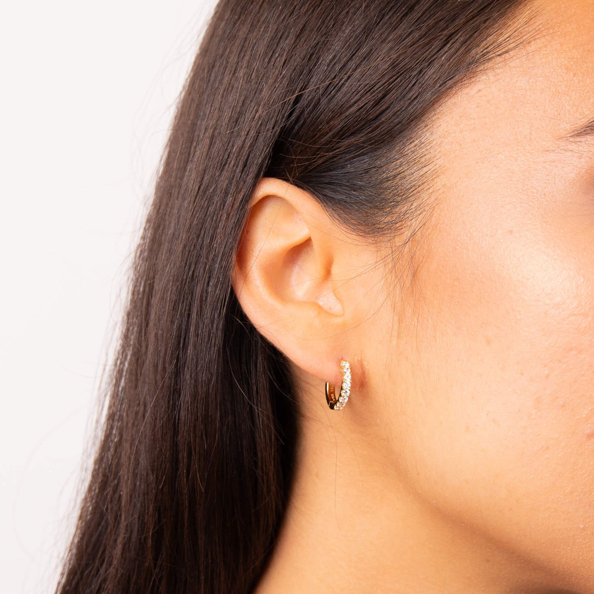 Diamonfire Sterling Silver Gold Plated Cubic Zirconia Hoop Earrings