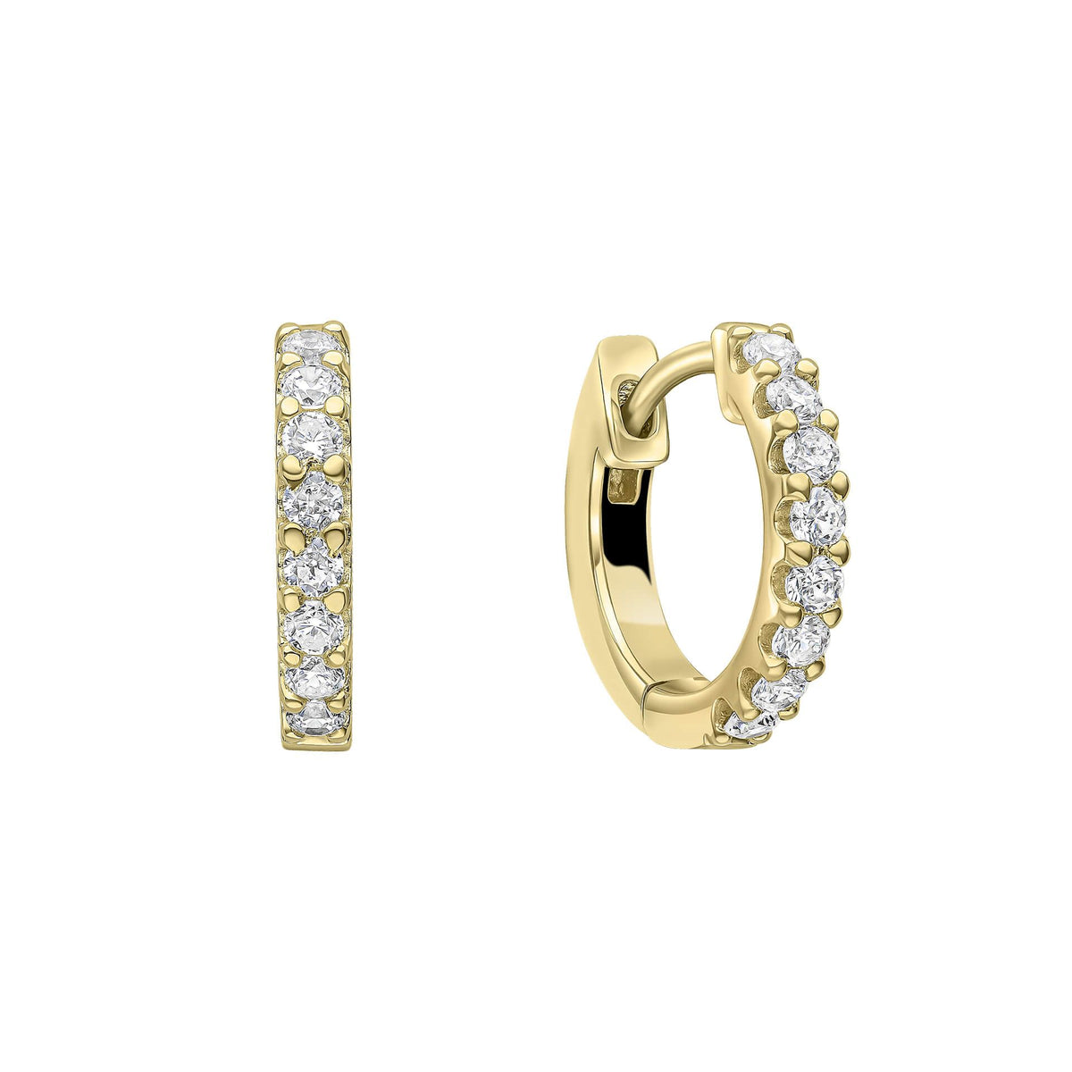 Diamonfire Sterling Silver Gold Plated Cubic Zirconia Hoop Earrings