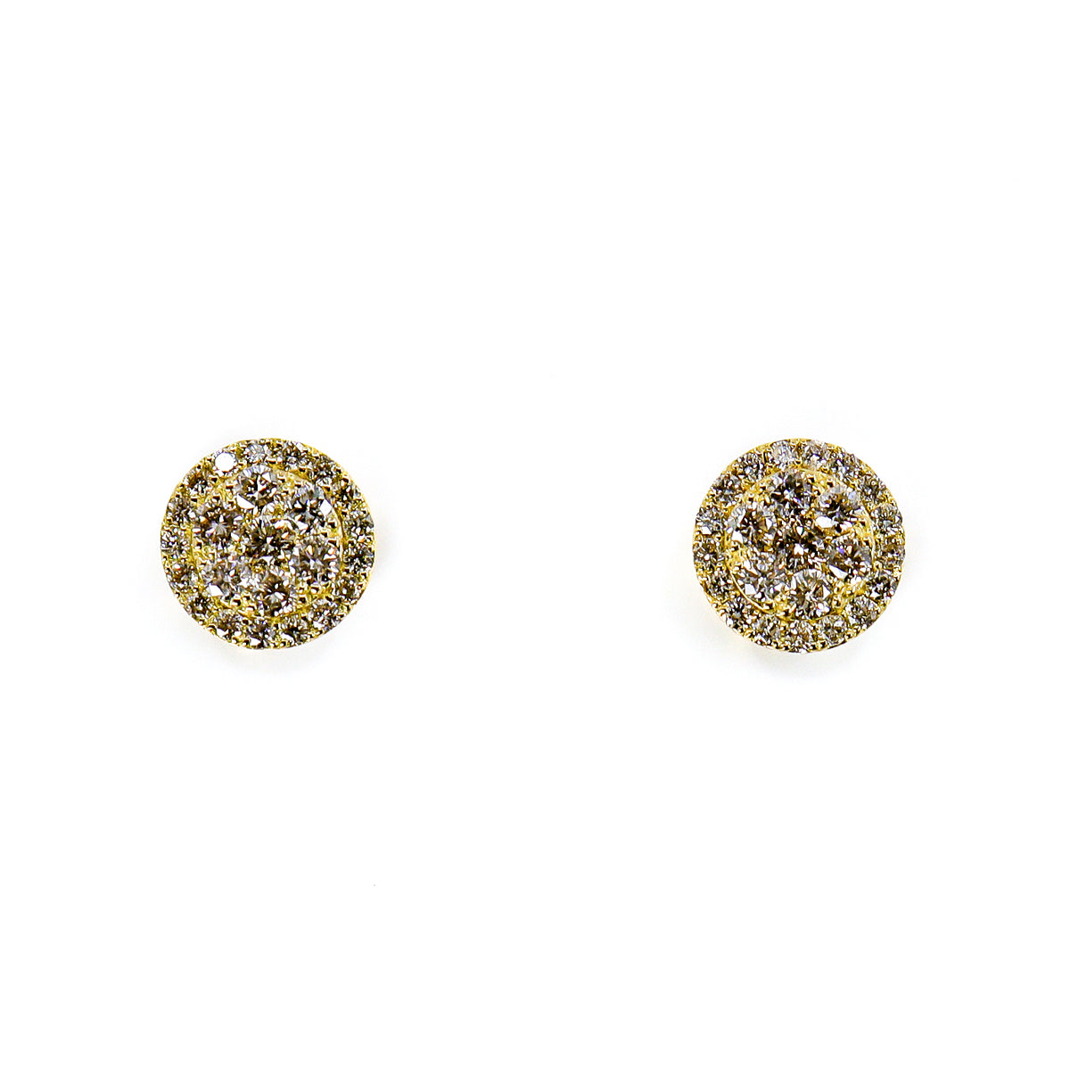 Pre-Owned 18ct Yellow Gold Round Brilliant Cut Diamond Cluster Stud Earrings