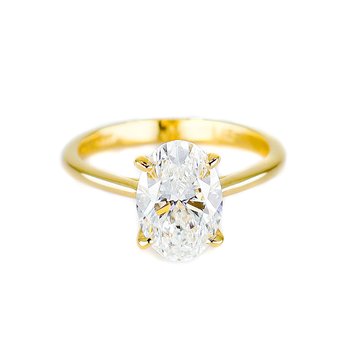 18ct Yellow Gold 2.50ct Lab Grown Diamond Certificated Oval Cut Solitaire Ring