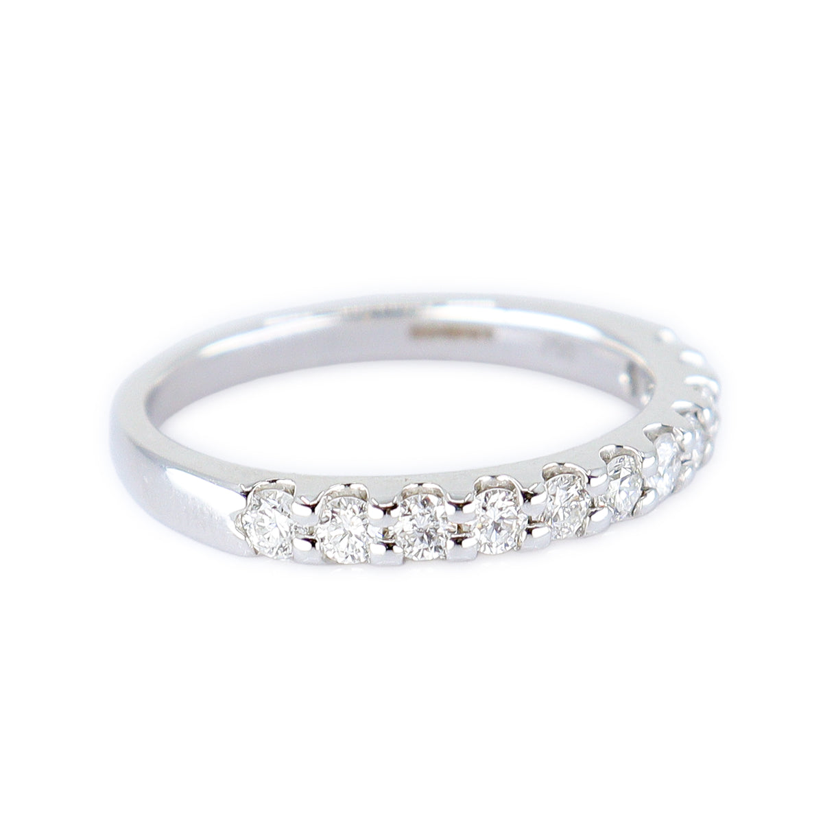 18ct White Gold Claw Set Round Brilliant Cut Diamond Half Eternity Ring