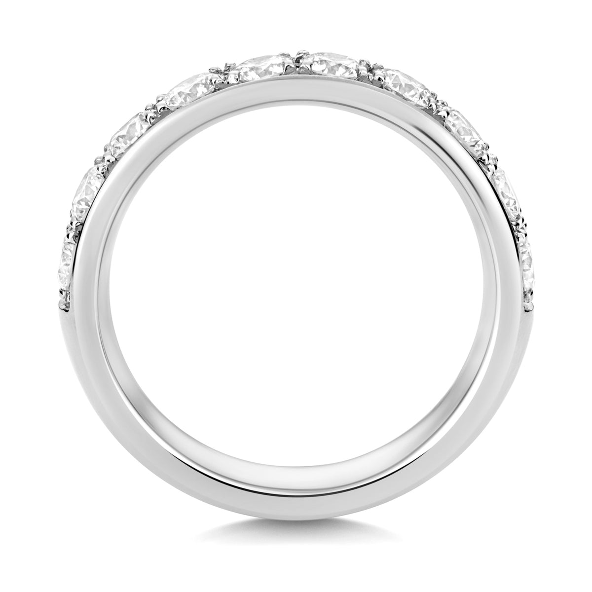 9ct White Gold 1.10ct TDW Lab Grown Diamond Round Brilliant Cut Grain Set Band