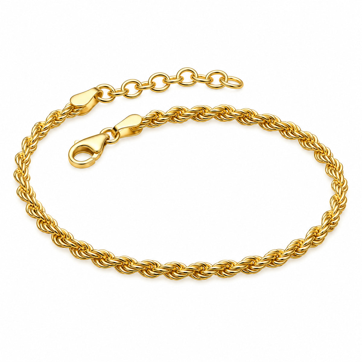 Dew Sterling Silver Gold Plated Rope Bracelet 7''