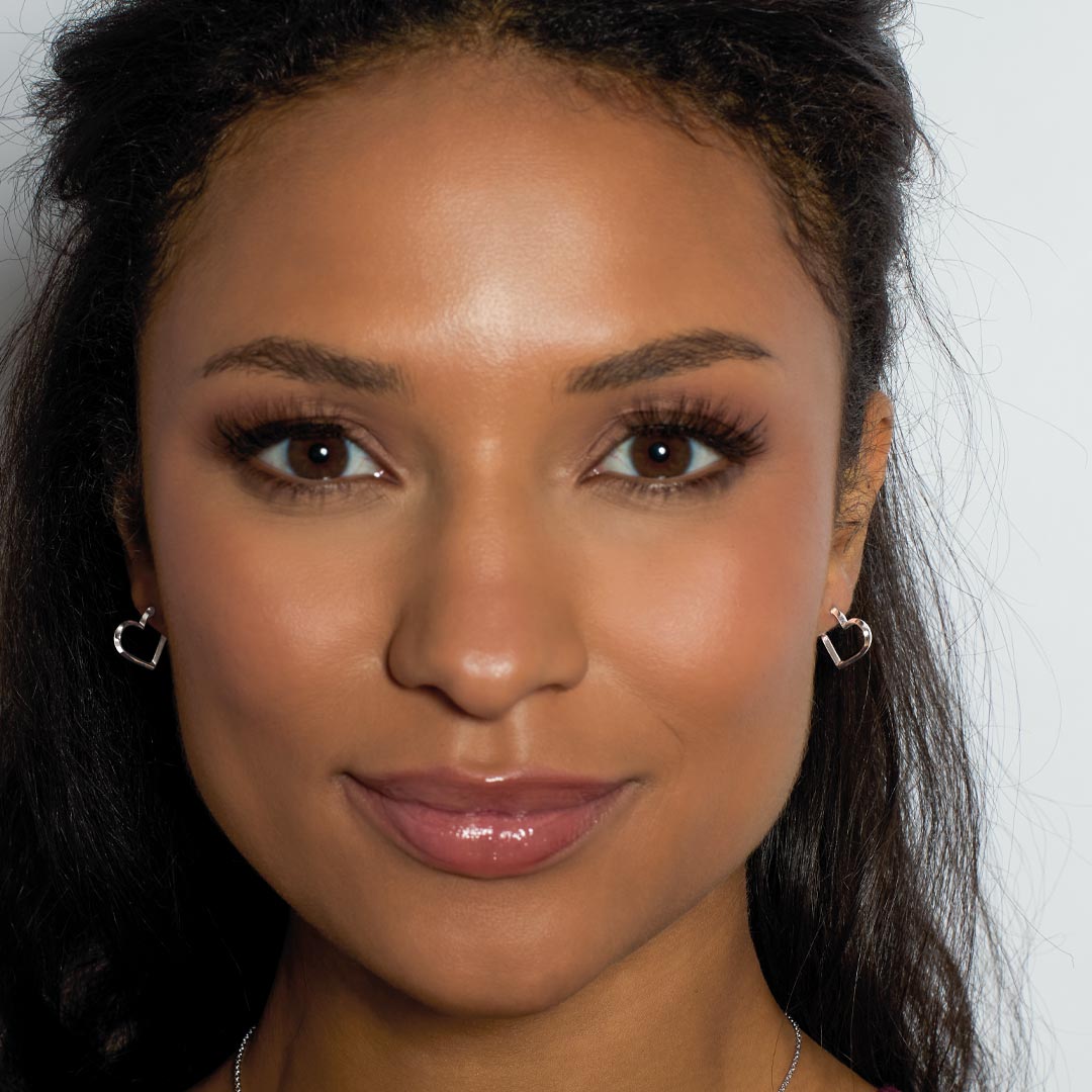 Kit Heath Love Silver Semi Heart Studs