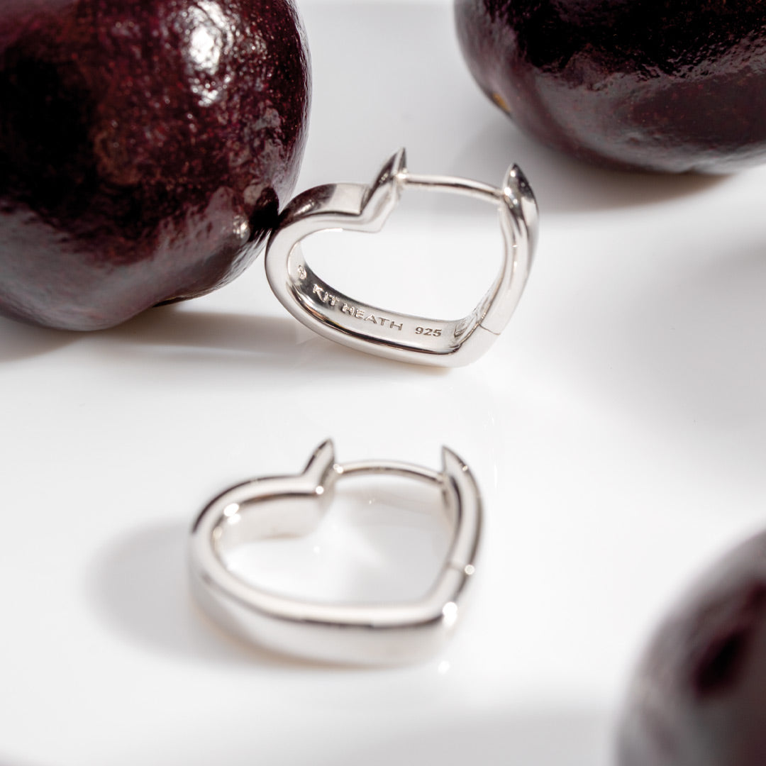 Kit Heath Love Silver Heart Hoop
