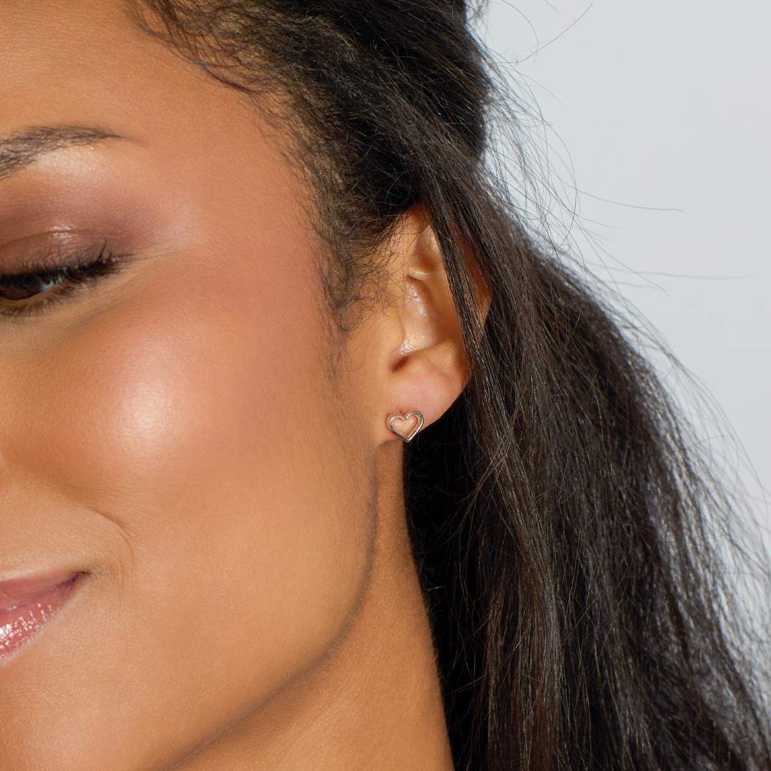 Kit Heath Love Silver Heart Stud Earrings