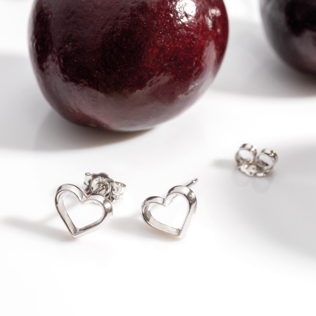 Kit Heath Love Silver Heart Stud Earrings