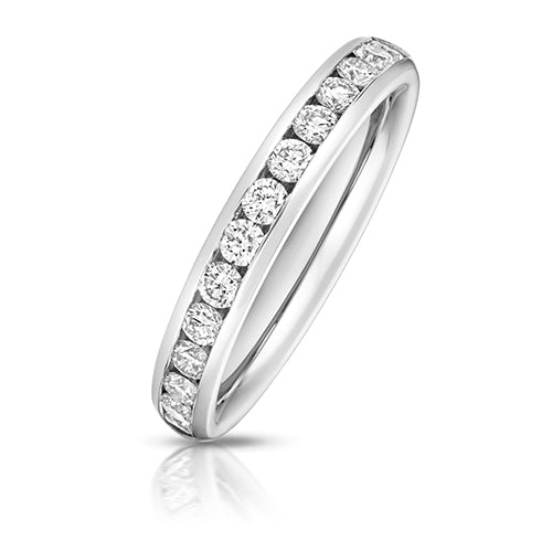 9ct White Gold 0.52ct TDW Lab Grown Diamond Round Brilliant Cut Channel Set 3.1mm Band