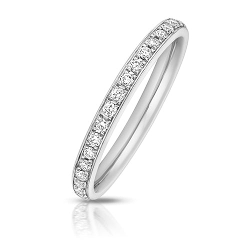 9ct White Gold 0.18ct TDW Lab Grown Diamond Round Brilliant Cut Grain Set 2.2mm Band