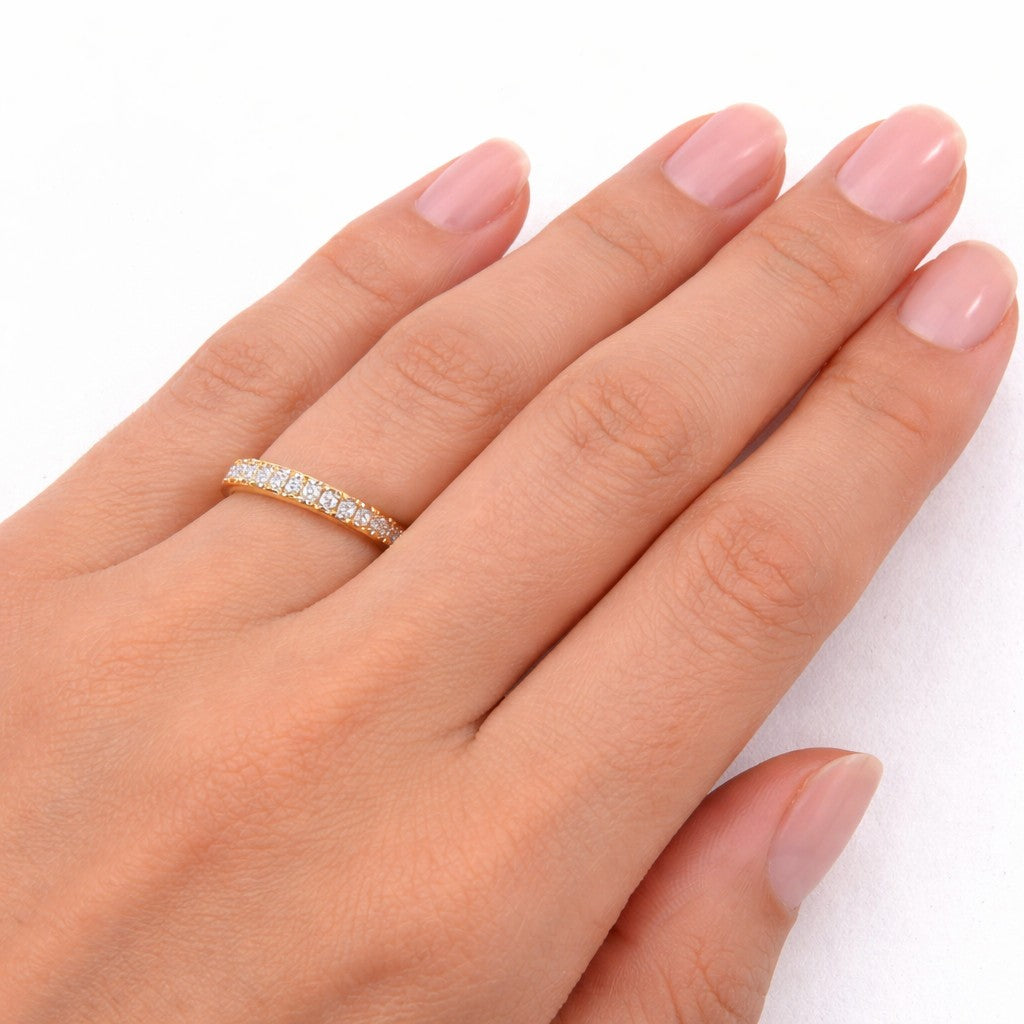 9ct Yellow Gold 0.54ct TDW Lab Grown Diamond Round Brilliant Cut Grain Set 3.1mm Band