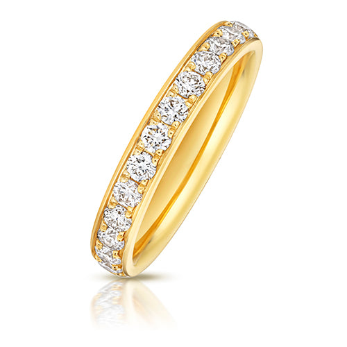 9ct Yellow Gold 0.54ct TDW Lab Grown Diamond Round Brilliant Cut Grain Set 3.1mm Band