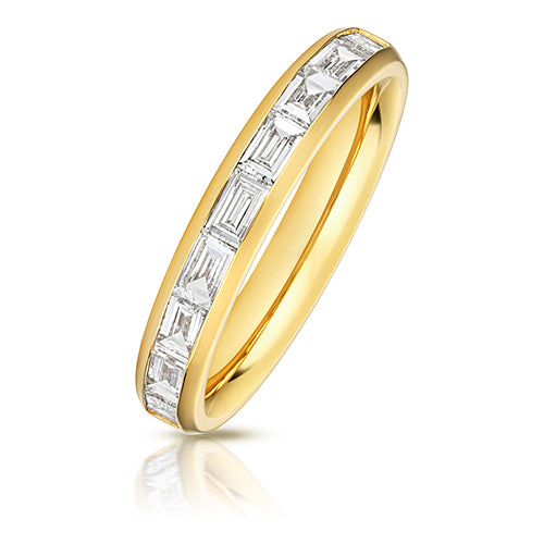 9ct Yellow Gold 0.86ct TDW Lab Grown Diamond Baguette Channel Set 3.4mm Band