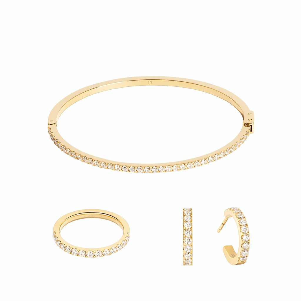 Coeur De Lion Gold Plated Crystal Hoop Earrings