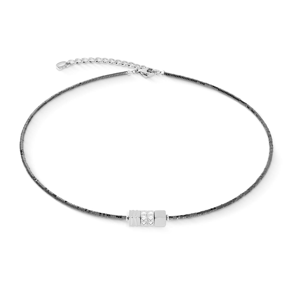 Coeur De Lion Cube Trio Silver Necklace