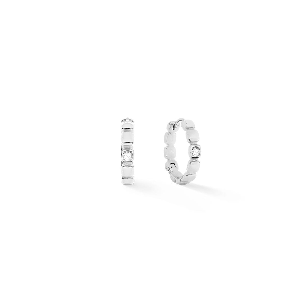 Coeur De Lion Silver Cube CZ Earrings