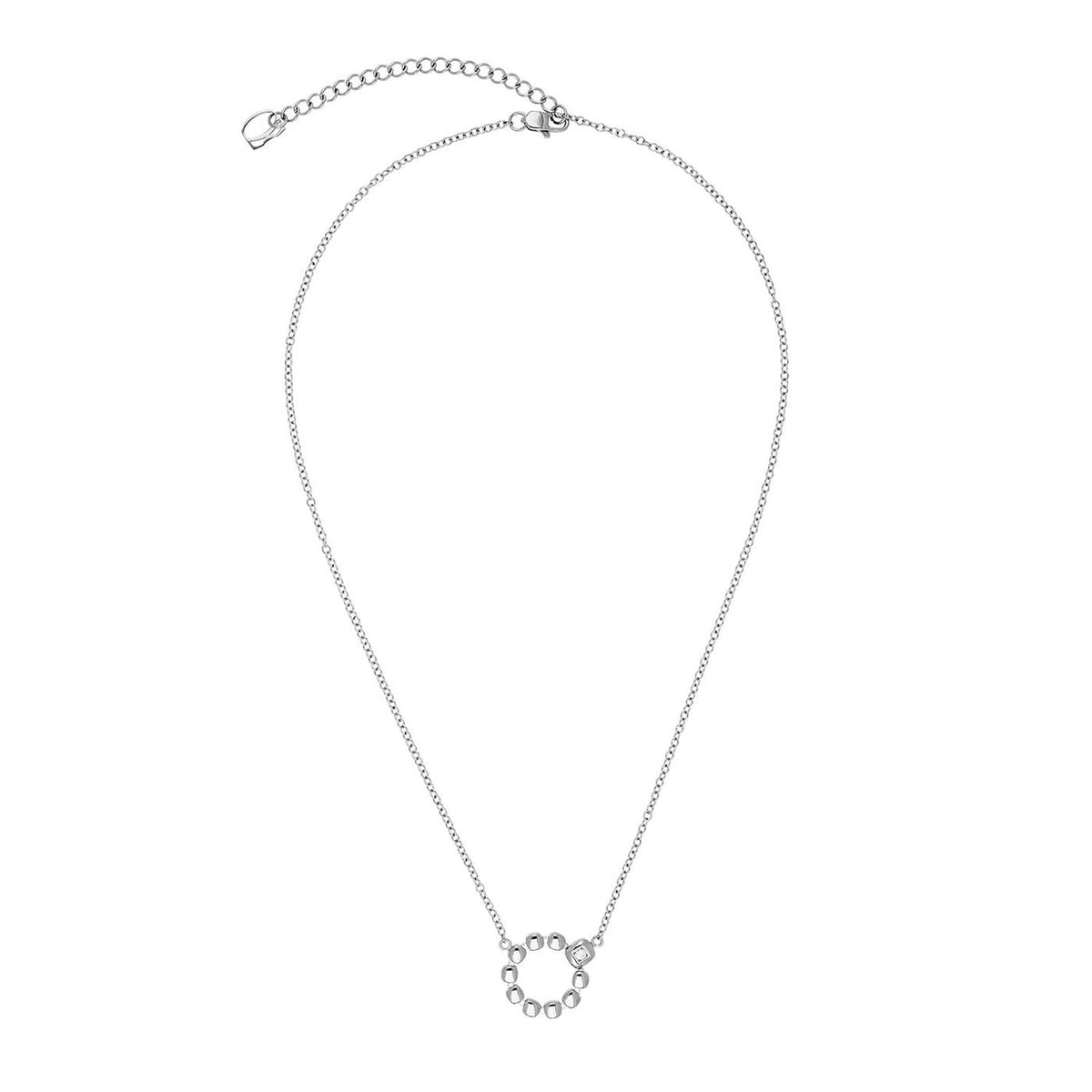 Coeur De Lion Soft Cube Circle Glow Silver Necklace