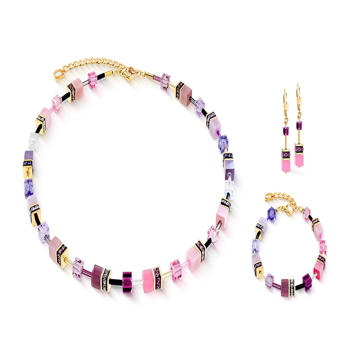 Coeur De Lion Geocube Pink Liliac Necklace