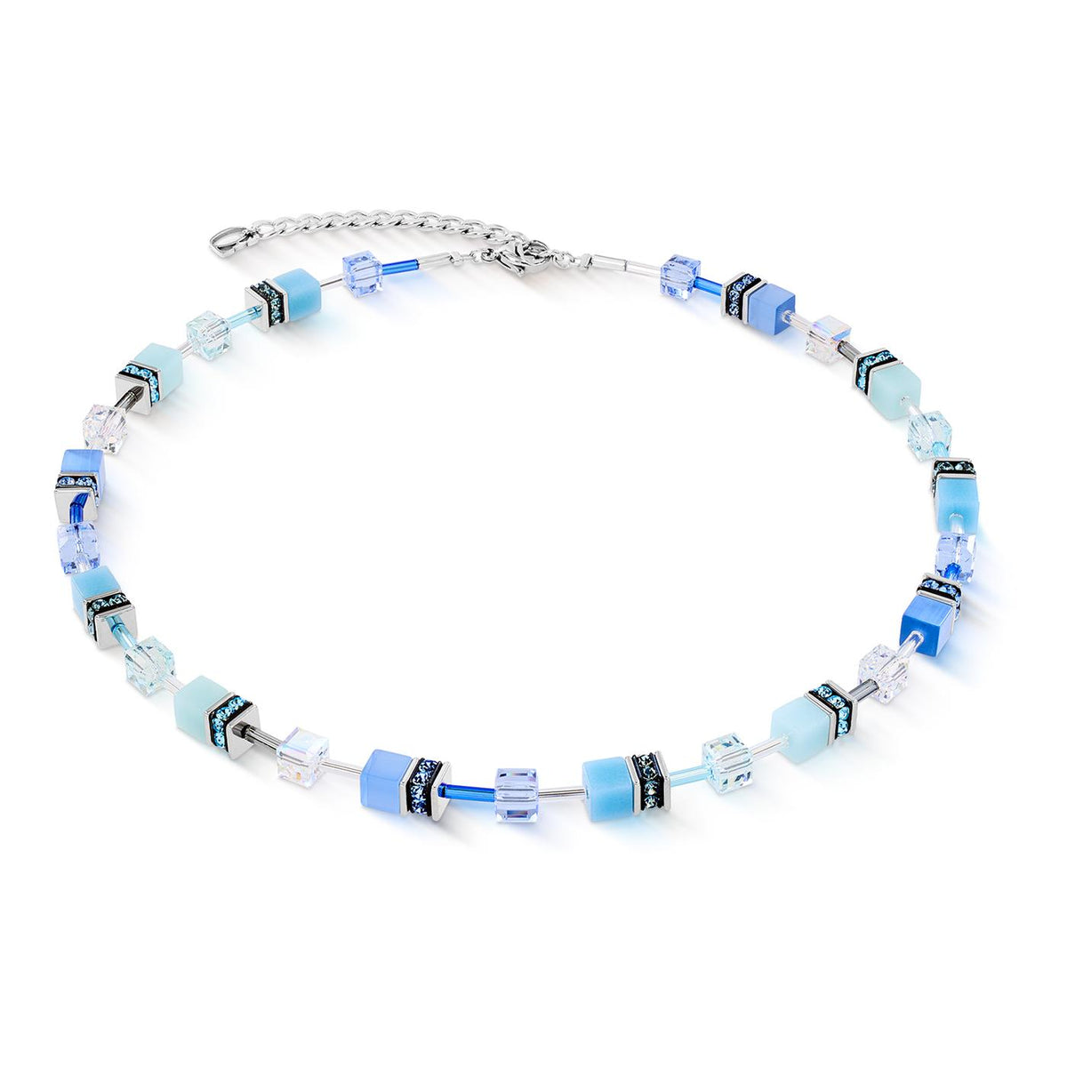 Coeur De Lion Geocube Aqua-Blue  Necklace