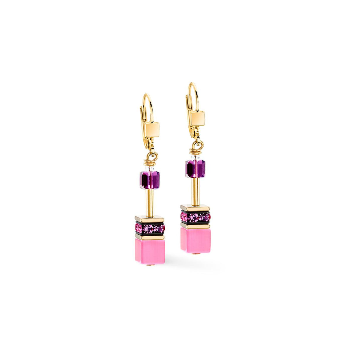 Coeur De Lion Geocube Pink- Lilac Earrings