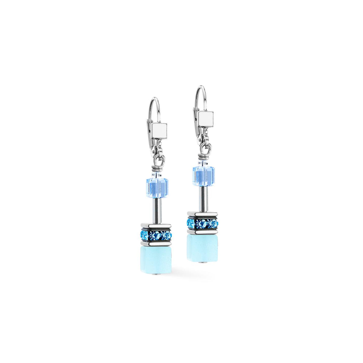 Coeur De Lion Geocube Aqua-Blue Earrings