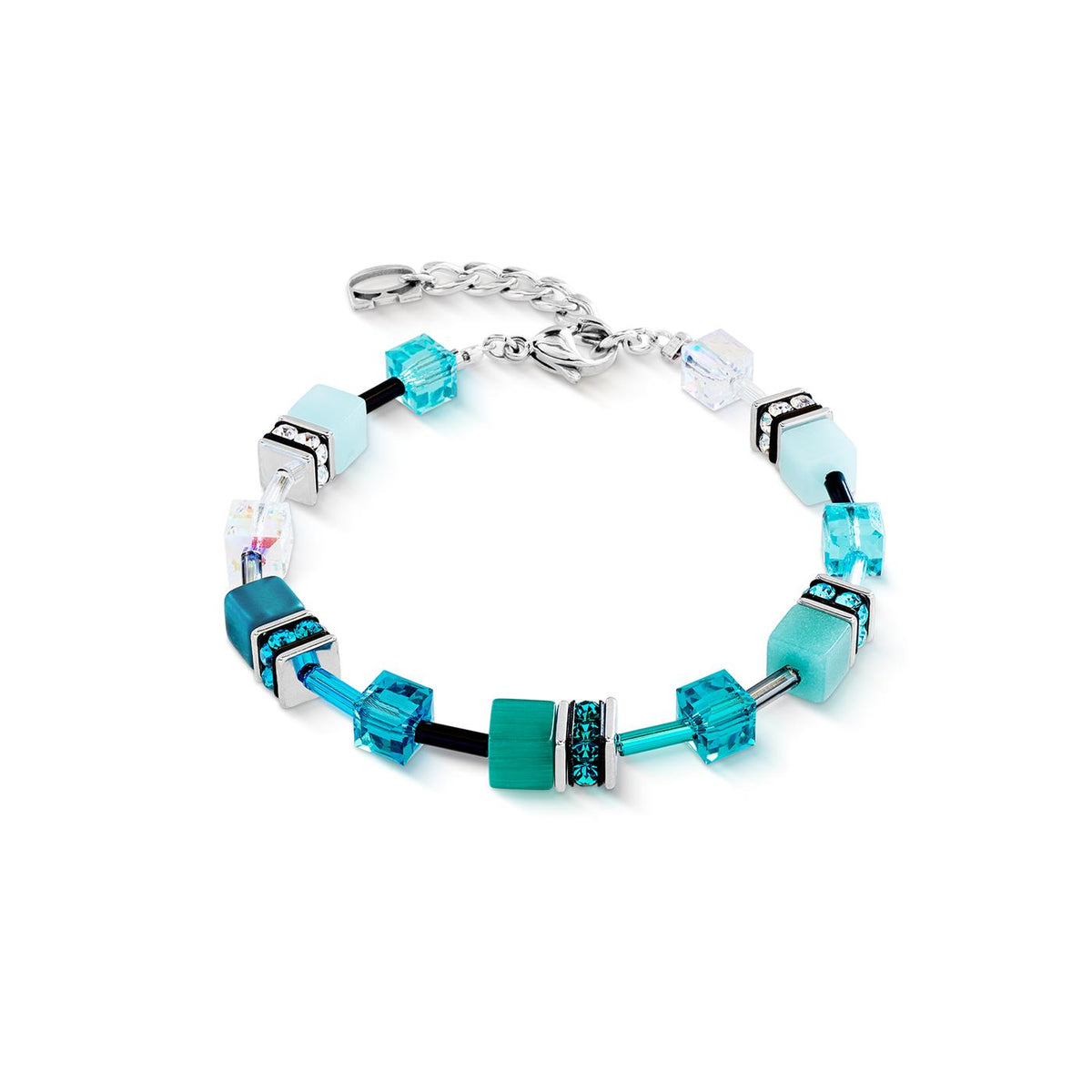 Coeur De Lion Geocube Teal Silver Bracelet