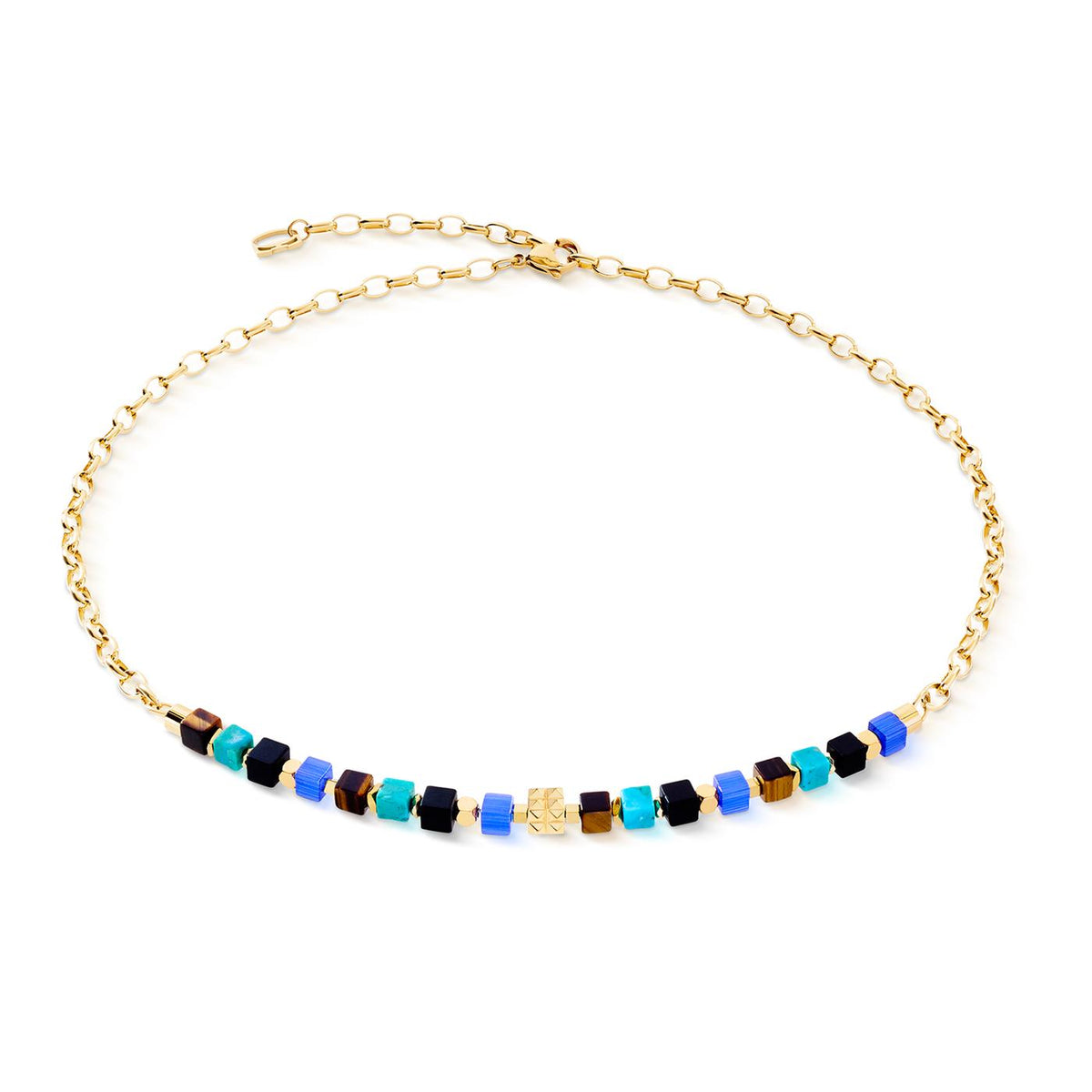Coeur De Lion Cube Mosaic Lagoon gold Necklace