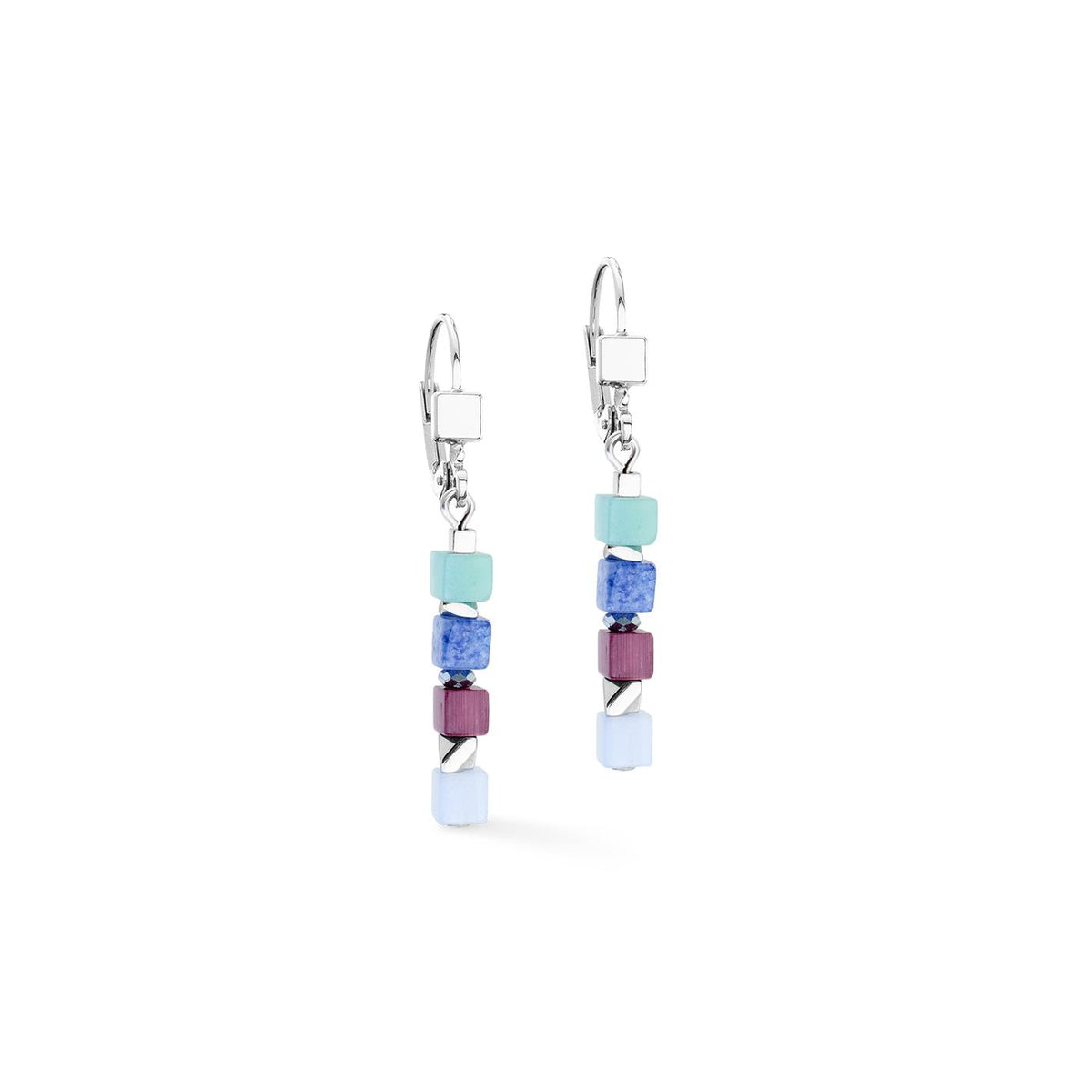 Coeur De Lion Cube Mosaic Lumina silver Earrings