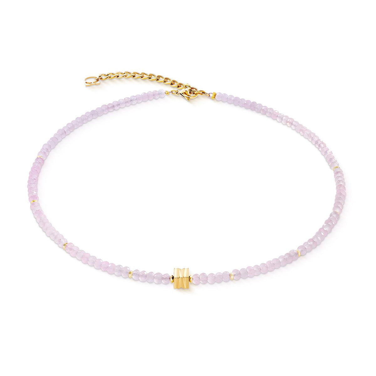Coeur De Lion Wave Essence Pink Jade Gold Necklace