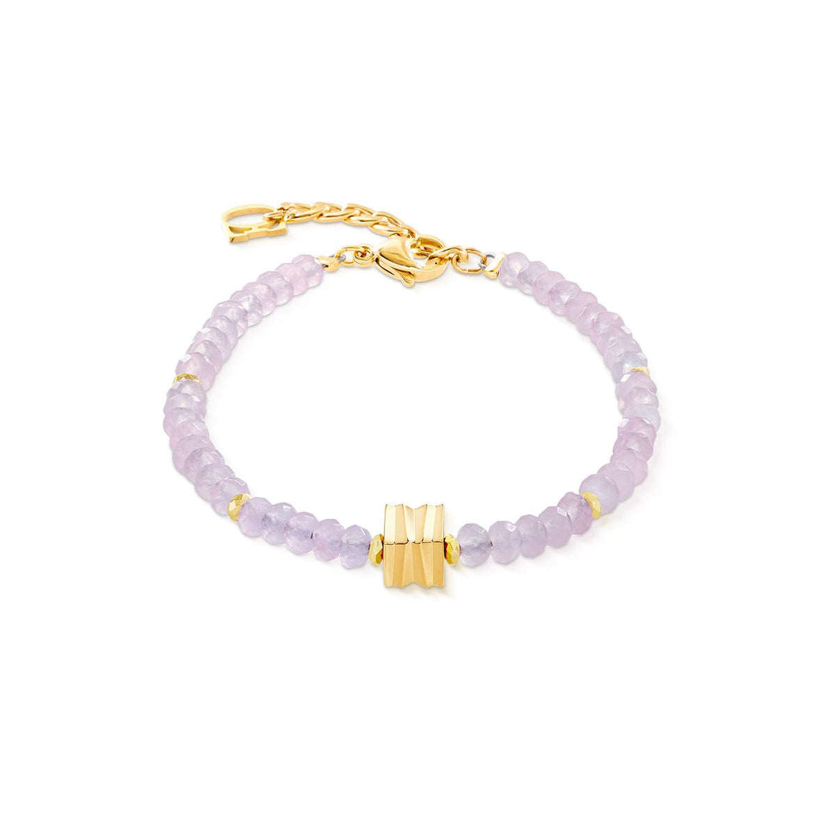 Coeur De Lion Wave Essence Pink Jade Gold Bracelet