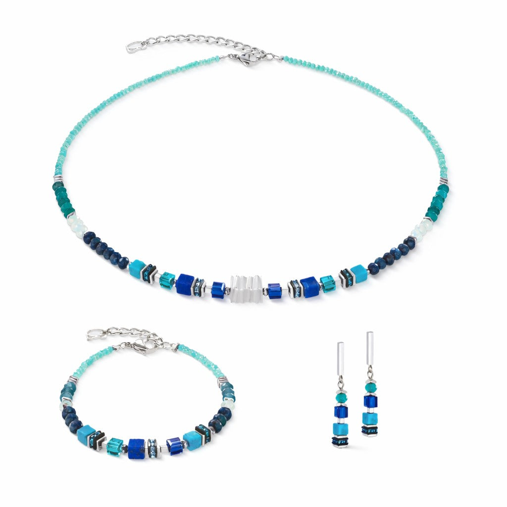 Coeur De Lion Wave Precious Flow Silver-Teal Earrings