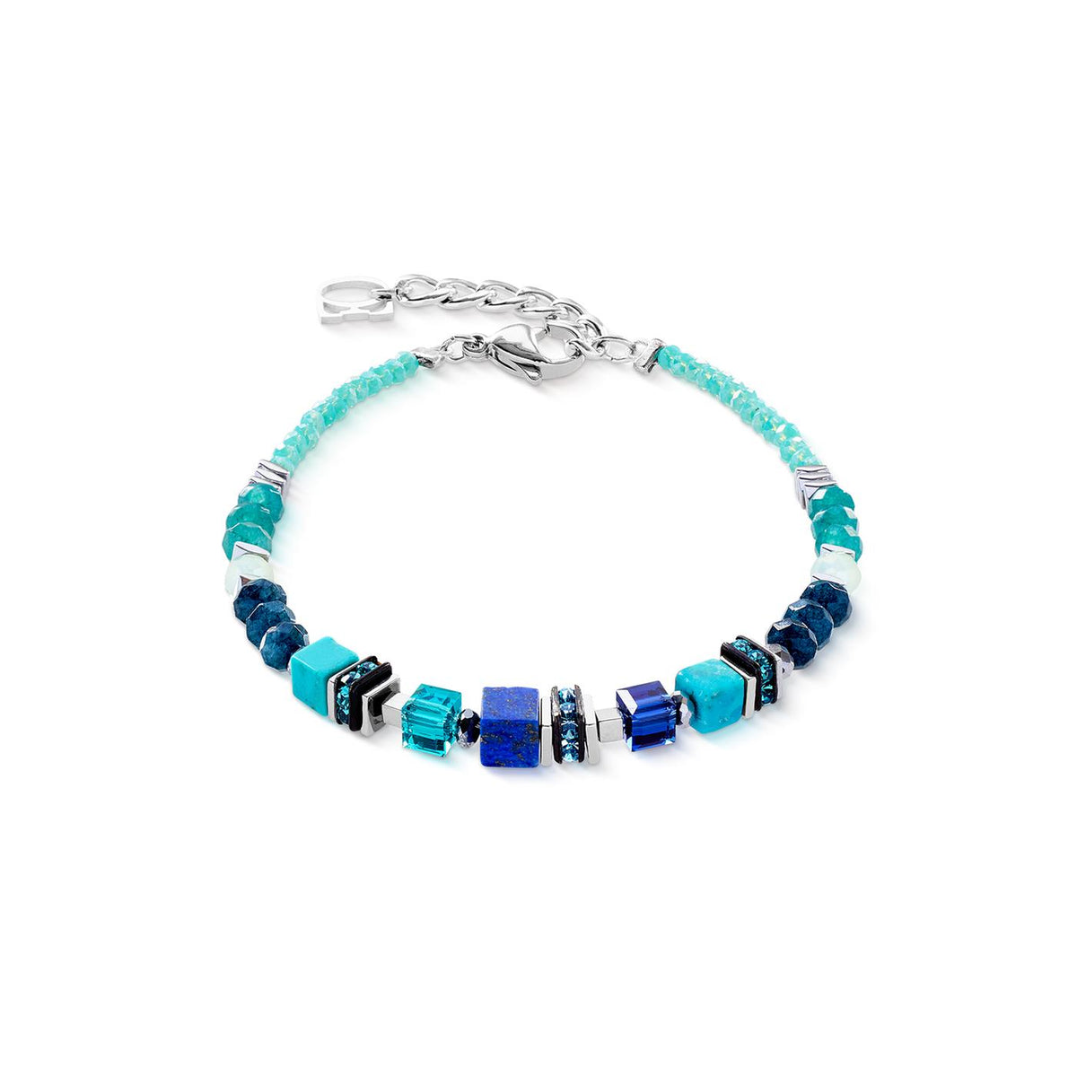 Coeur De Lion Wave Precious Flow Silver-Teal Bracelets